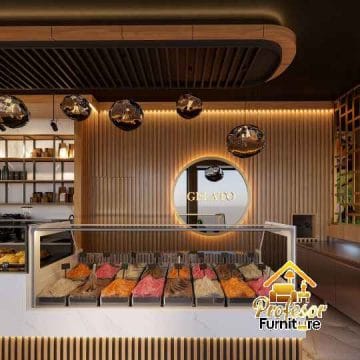 Jasa rak display roti minimalis kombinasi Kayu Hpl dan kaca Jasa rak display roti minimalis kombinasi Kayu Hpl dan kaca